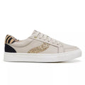 Vibe Tennis leather sneakers, white, beige combo